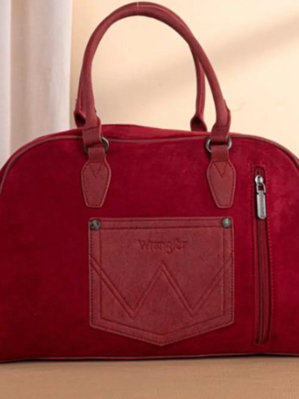Wrangler Burgundy Floral Tooled Print Duffle Satchel Bag NWT Crossbody